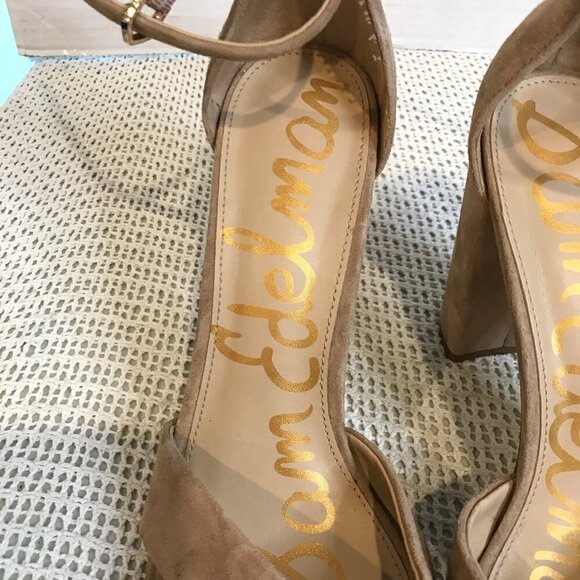 SAM EDELMAN ORLANE TAN SUEDE BLOCK HEEL WOMENS SANDALS SZ 11 NEW - Picture 2 of 9
